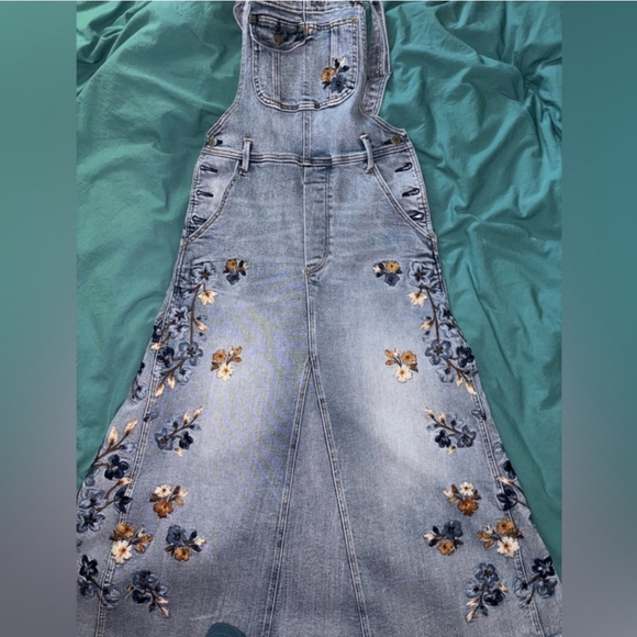 🩵💙 Free People DRIFTWOOD Garden Skirtall Embroidered Overall Maxi Dress 💙🩵 - Picture 8 of 13